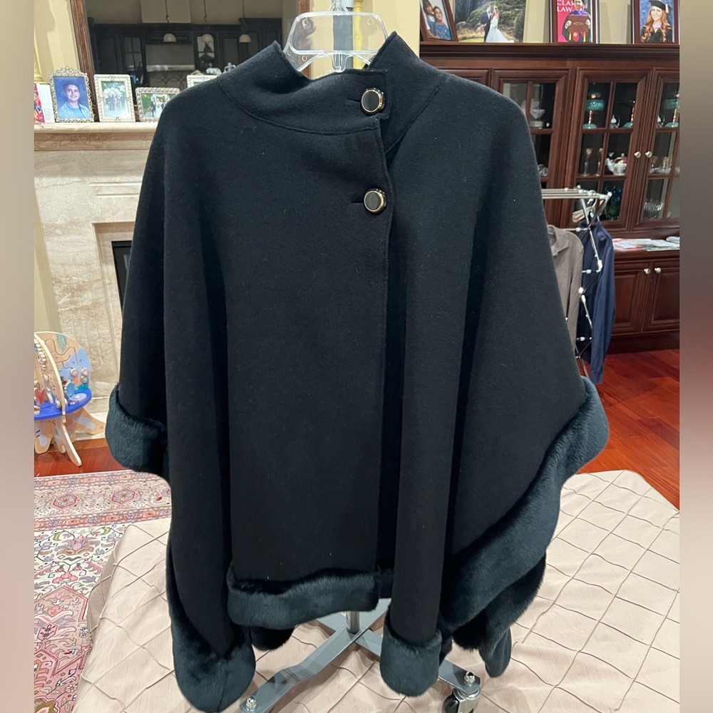 Black wool poncho